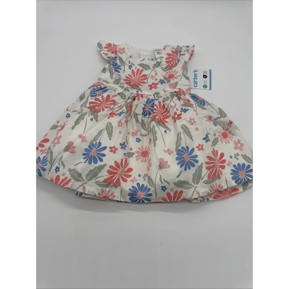 Carters Ivory With Flowers 9 Month Baby Dress Brand New